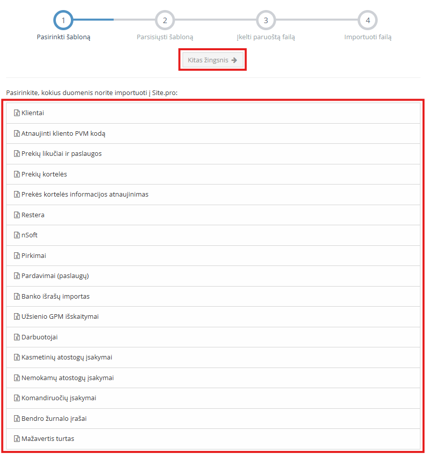 Selecting the Clients module and clicking the arrow for the next step